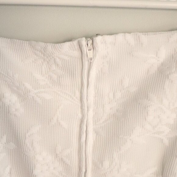 Vntg Mirrors Women's Sz Lrg White Square Neck Bridal Lined Midi Lace Dress - Picture 8 of 11